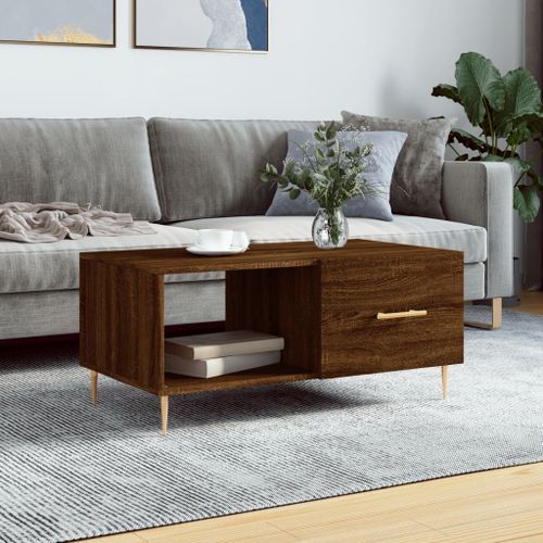 Table basse chêne marron 90x50x40 cm bois d'ingénierie - Photo n°2; ?>