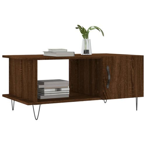 Table basse chêne marron 90x50x40 cm bois d'ingénierie - Photo n°3; ?>