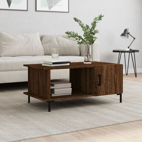 Table basse chêne marron 90x50x40 cm bois d'ingénierie - Photo n°2; ?>