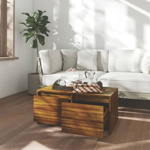 Table basse Chêne marron 90x50x41,5 cm Bois d'ingénierie - Photo n°3; ?>