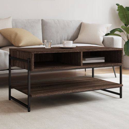 Table basse chêne marron 90x50x45 cm bois d'ingénierie - Photo n°2; ?>