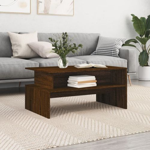 Table basse chêne marron 90x55x42,5 cm bois d'ingénierie - Photo n°2; ?>