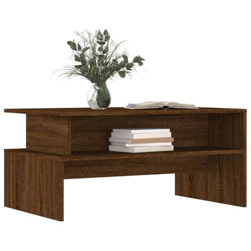 Table basse chêne marron 90x55x42,5 cm bois d'ingénierie - Photo n°3; ?>