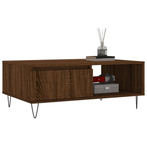 Table basse chêne marron 90x60x35 cm bois d'ingénierie - Photo n°3; ?>