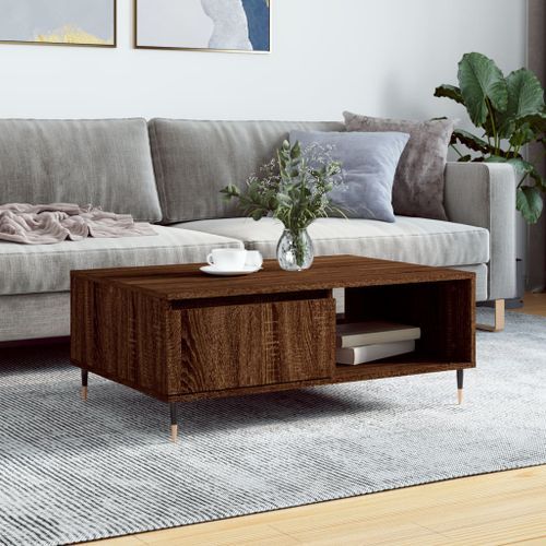 Table basse chêne marron 90x60x35 cm bois d'ingénierie - Photo n°2; ?>