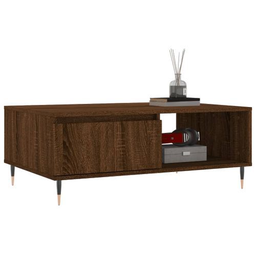 Table basse chêne marron 90x60x35 cm bois d'ingénierie - Photo n°3; ?>