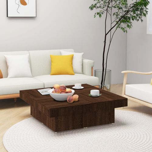 Table basse Chêne marron 90x90x28 cm Bois d'ingénierie - Photo n°2; ?>