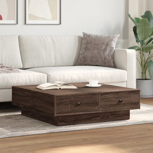 Table basse Chêne marron 90x90x28 cm Bois d'ingénierie - Photo n°3; ?>