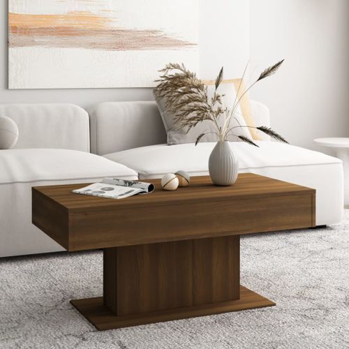 Table basse Chêne marron 96x50x45 cm Bois d'ingénierie - Photo n°3; ?>