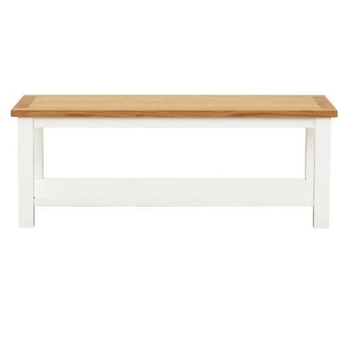 Table basse chêne massif clair et pieds acacia blanc Byur 110 cm - Photo n°2; ?>