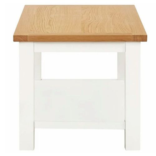 Table basse chêne massif clair et pieds acacia blanc Byur 110 cm - Photo n°3; ?>