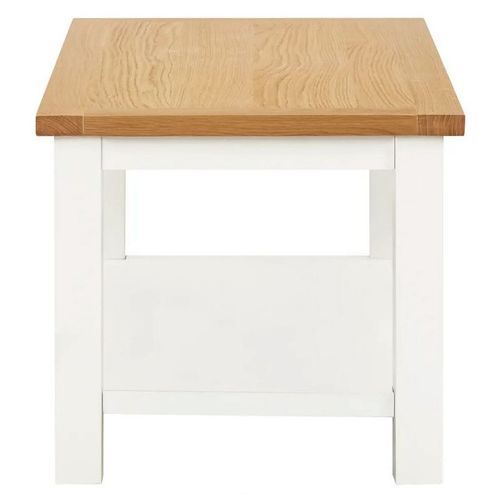 Table basse chêne massif clair et pieds acacia blanc Byur 90 cm - Photo n°3; ?>