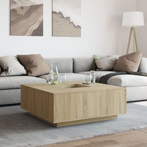 Table basse chêne sonoma 100x100x40 cm bois d'ingénierie - Photo n°3; ?>