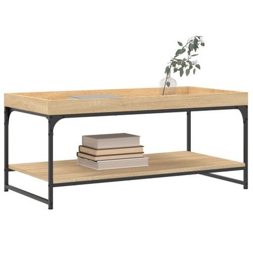 Table basse chêne sonoma 100x49x45 cm bois d'ingénierie - Photo n°3; ?>