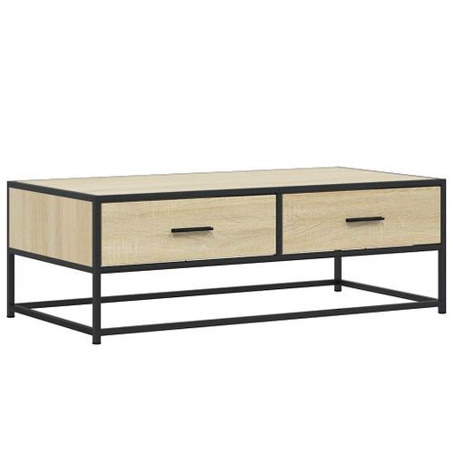 Table basse chêne sonoma 100x50x35cm bois d'ingénierie et métal - Photo n°2; ?>