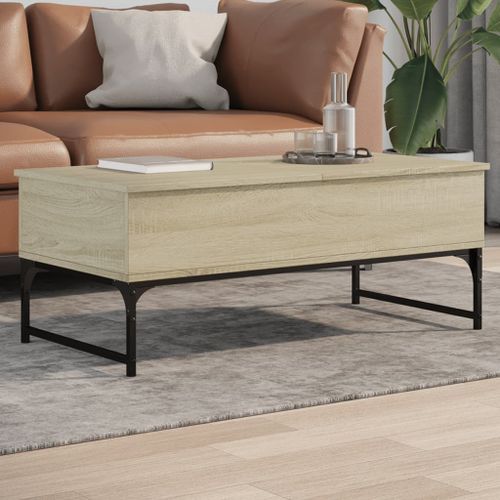 Table basse chêne sonoma 100x50x40cm bois d'ingénierie et métal - Photo n°2; ?>