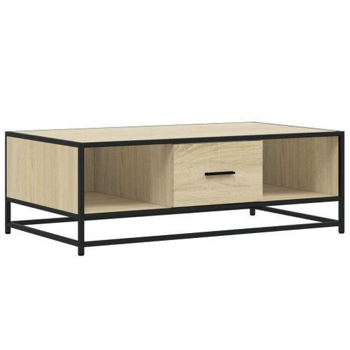 Table basse chêne sonoma 100x57x35cm bois d'ingénierie et métal - Photo n°2; ?>