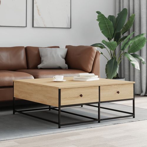 Table basse chêne sonoma 100x99x40 cm bois d'ingénierie - Photo n°2; ?>