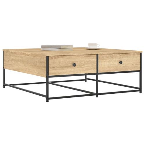 Table basse chêne sonoma 100x99x40 cm bois d'ingénierie - Photo n°3; ?>