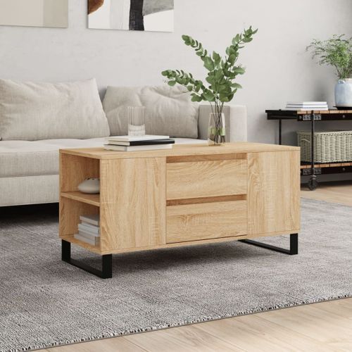 Table basse chêne sonoma 102x44,5x50 cm bois d'ingénierie - Photo n°2; ?>