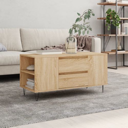 Table basse chêne sonoma 102x44,5x50 cm bois d'ingénierie - Photo n°2; ?>