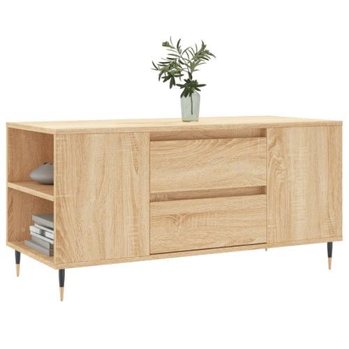 Table basse chêne sonoma 102x44,5x50 cm bois d'ingénierie - Photo n°3; ?>