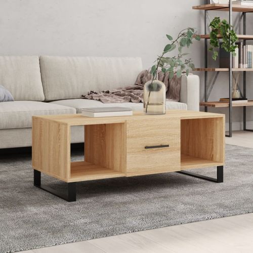 Table basse chêne sonoma 102x50x40 cm bois d'ingénierie - Photo n°2; ?>