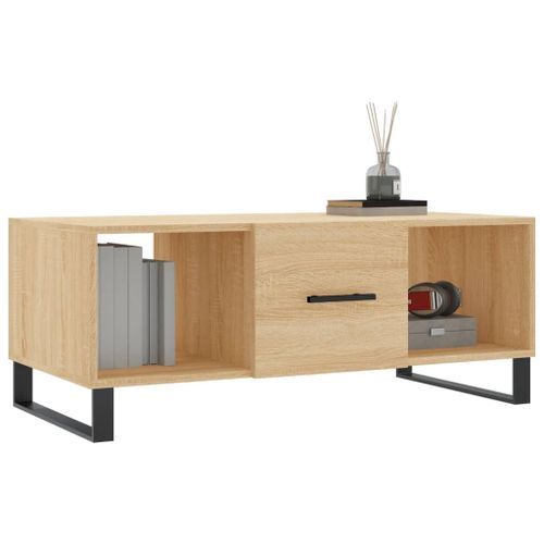 Table basse chêne sonoma 102x50x40 cm bois d'ingénierie - Photo n°3; ?>