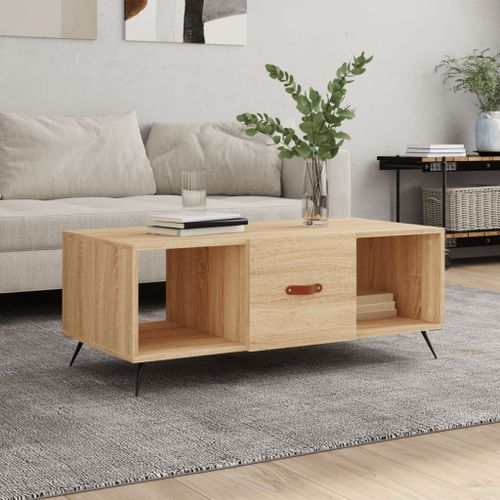 Table basse chêne sonoma 102x50x40 cm bois d'ingénierie - Photo n°2; ?>