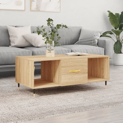 Table basse chêne sonoma 102x50x40 cm bois d'ingénierie - Photo n°2; ?>