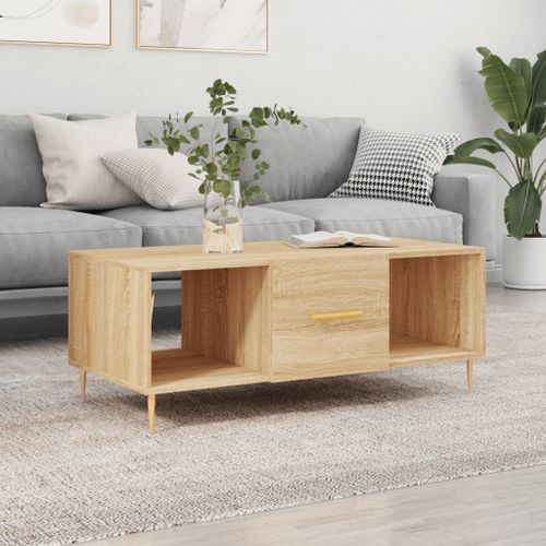 Table basse chêne sonoma 102x50x40 cm bois d'ingénierie - Photo n°2; ?>