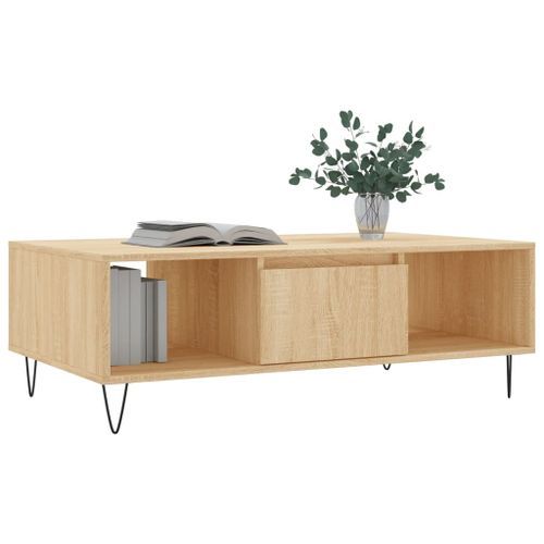 Table basse chêne sonoma 104x60x35 cm bois d'ingénierie - Photo n°3; ?>