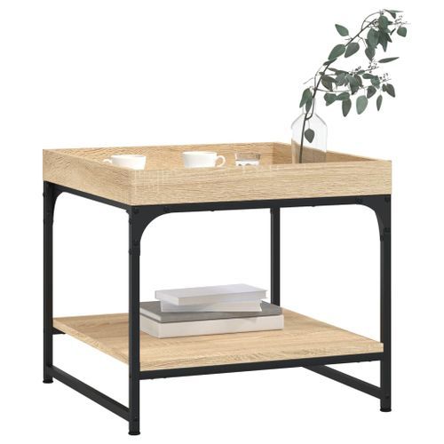 Table basse chêne sonoma 49,5x49,5x45 cm bois d'ingénierie - Photo n°3; ?>