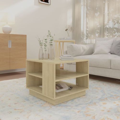 Table basse chêne sonoma 55x55x43 cm bois d'ingénierie - Photo n°3; ?>