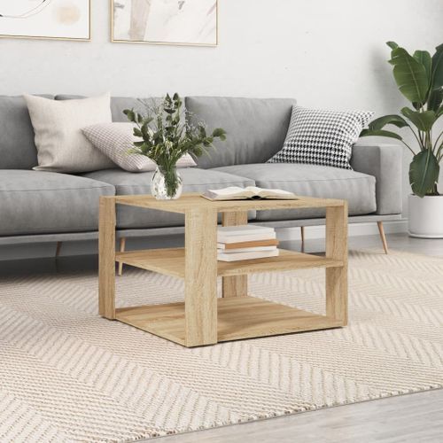 Table basse chêne sonoma 59,5x59,5x40 cm bois d'ingénierie - Photo n°2; ?>