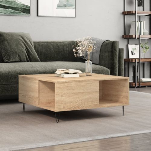 Table basse chêne sonoma 80x80x36,5 cm bois d'ingénierie - Photo n°2; ?>