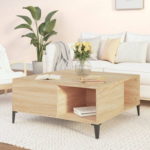 Table basse chêne sonoma 80x80x36,5 cm bois d'ingénierie - Photo n°2; ?>