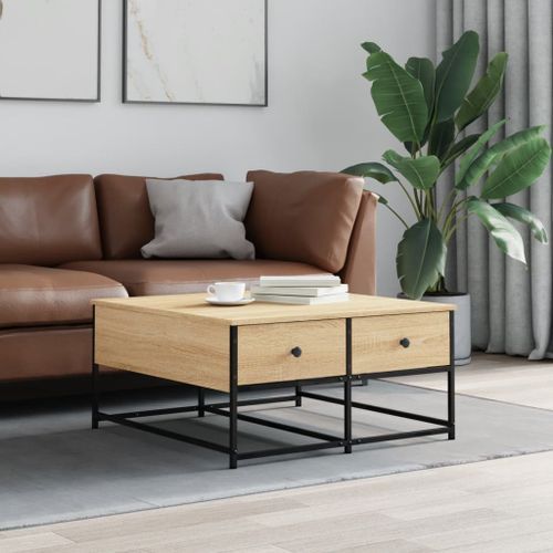 Table basse chêne sonoma 80x80x40 cm bois d'ingénierie - Photo n°2; ?>