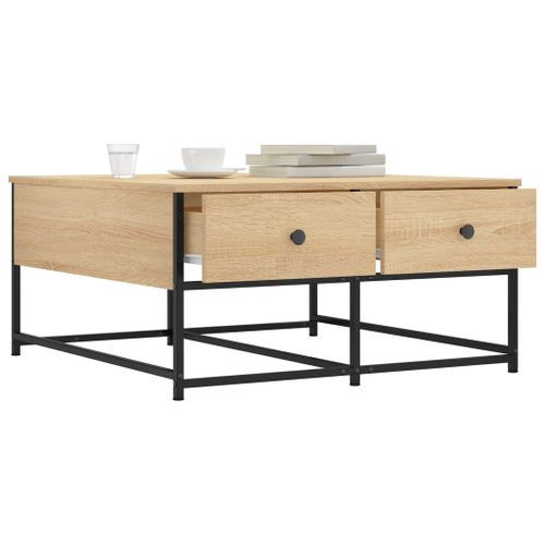 Table basse chêne sonoma 80x80x40 cm bois d'ingénierie - Photo n°3; ?>