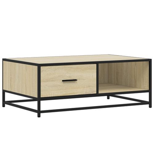 Table basse chêne sonoma 90x57x35 cm bois d'ingénierie et métal - Photo n°2; ?>