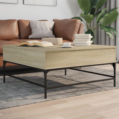 Table basse chêne sonoma 95x95x45 cm bois d'ingénierie et métal - Photo n°3; ?>