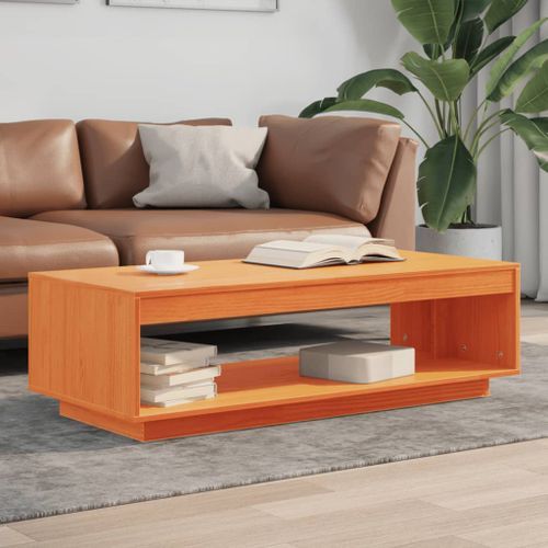 Table basse marron 110x50x33,5 cm bois massif de pin - Photo n°2; ?>