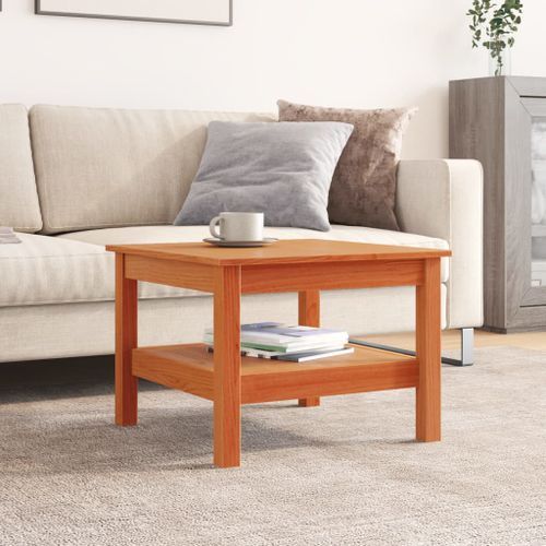 Table basse cire marron 55x55x40 cm bois massif de pin - Photo n°3; ?>