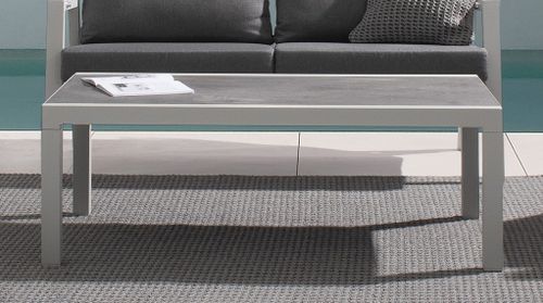 Table basse de jardin aluminium blanc et gris Keman L 120 cm - Photo n°2; ?>