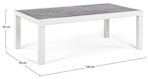 Table basse de jardin aluminium blanc et gris Keman L 120 cm - Photo n°3; ?>