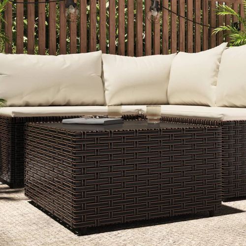 Table basse de jardin carré marron 50x50x30 cm résine tressée - Photo n°2; ?>