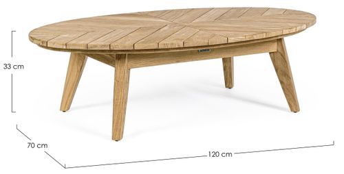 Table basse de jardin ovale en bois naturel Séla L 120 cm - Photo n°3; ?>