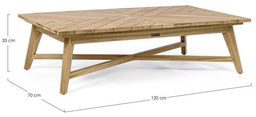 Table basse de jardin rectangle en bois naturel Séla L 120 cm - Photo n°3; ?>