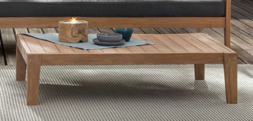 Table basse de jardin rectangle en bois teck Kajo L 120 cm - Photo n°2; ?>