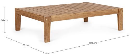 Table basse de jardin rectangle en bois teck Kajo L 120 cm - Photo n°3; ?>